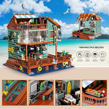 Hsanhe Harbour Restaurant House Mini Bricks Building Kit, Ideas Creative Architecture Building Toys Birthday Gift For Adult Boys Girls -2096 Pieces (Not Compatible With Lego Set)