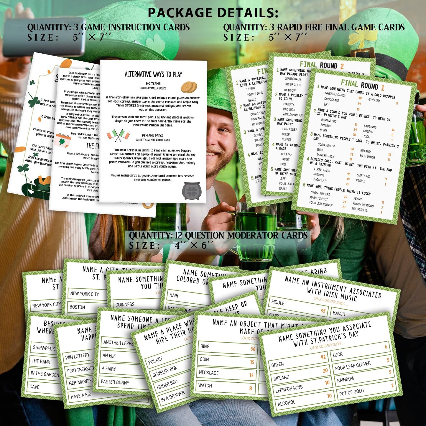 St. Patrick's Day Friendly Feud Quiz  St. Patrick's Day Party Game  Family Activity  Feud Trivia Quiz  Holiday Games for mature-themeds Coworkers Groups St. Patrick's Day Party Supplies-01