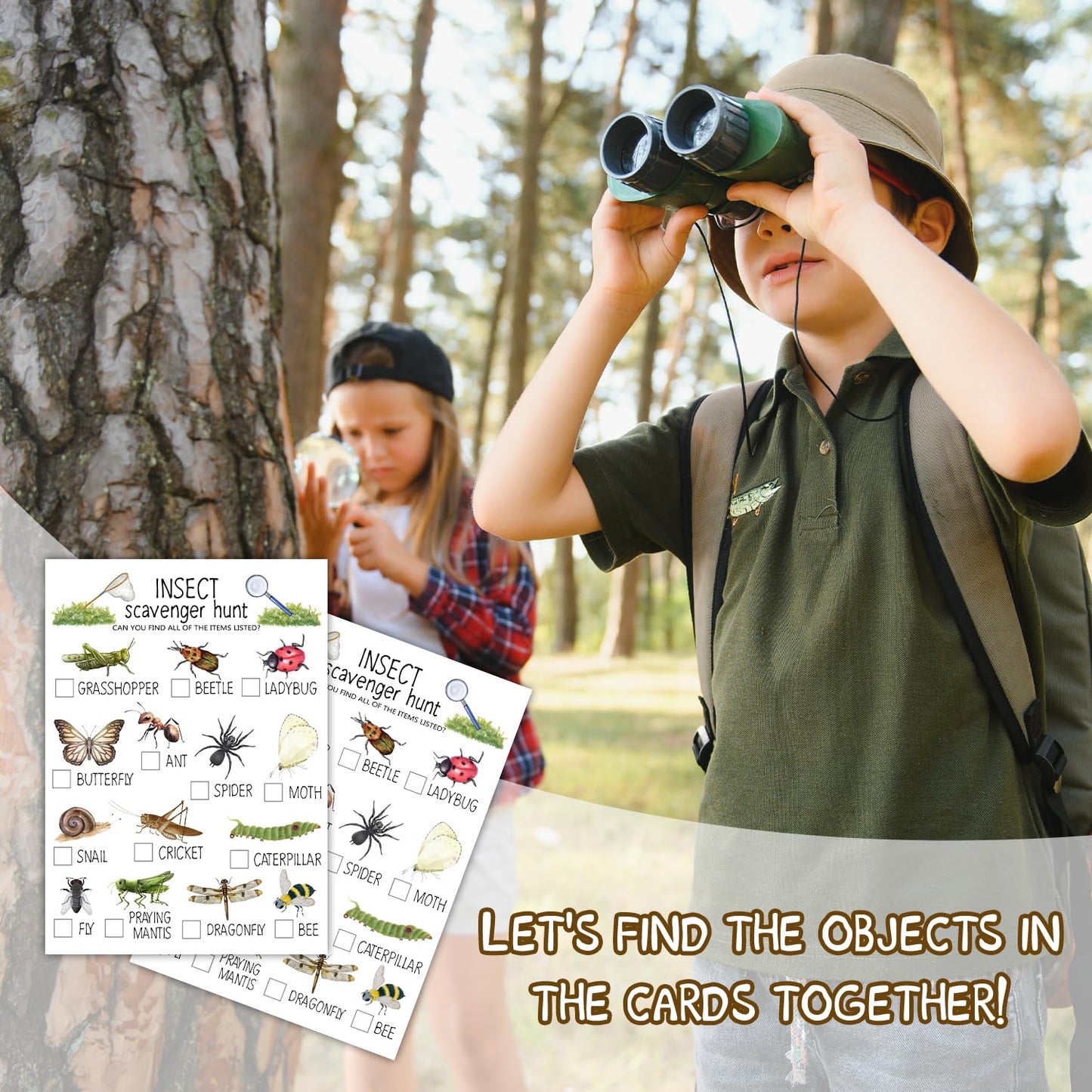 Ltazhyi Insect Scavenger Hunt Cards Set Of 30 Pcs, Nature Treasure Hunt Game For Family Friends, Outdoor Holiday Party Game Find