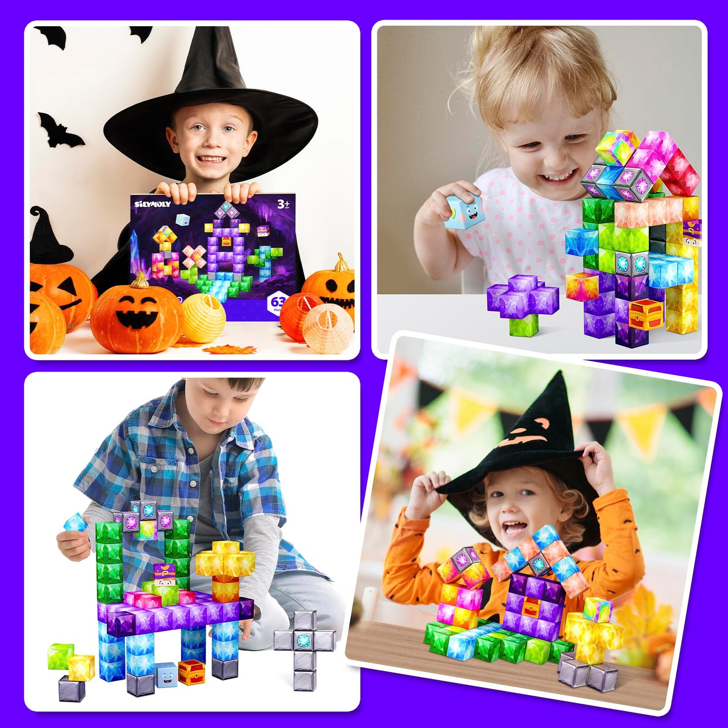 Silymoly Magnetic Blocks, Jewel Adventures Theme, Magnetic Building Cubes, Gemstone Magnetic Building Blocks Boys & Girls Toys A