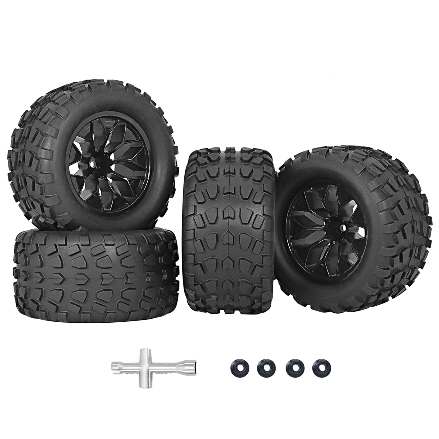 RC Station 12mm Hex RC Wheels and Tires 1/10 Scale 2.8 RC Truck Tires and Wheels for Traxxas Rustler Stampede Hoss E-Revo 2wd 4x