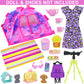 K.T. Fancy 18 PCS Girl Doll Travel Camping Tent Set and Accessories for 11.5 Inch Girl Doll Includes Doll Tent  Clothes  Backpack  Toy Dog  Placemat  Toy Phone  Glasses (Doll NOT Included)