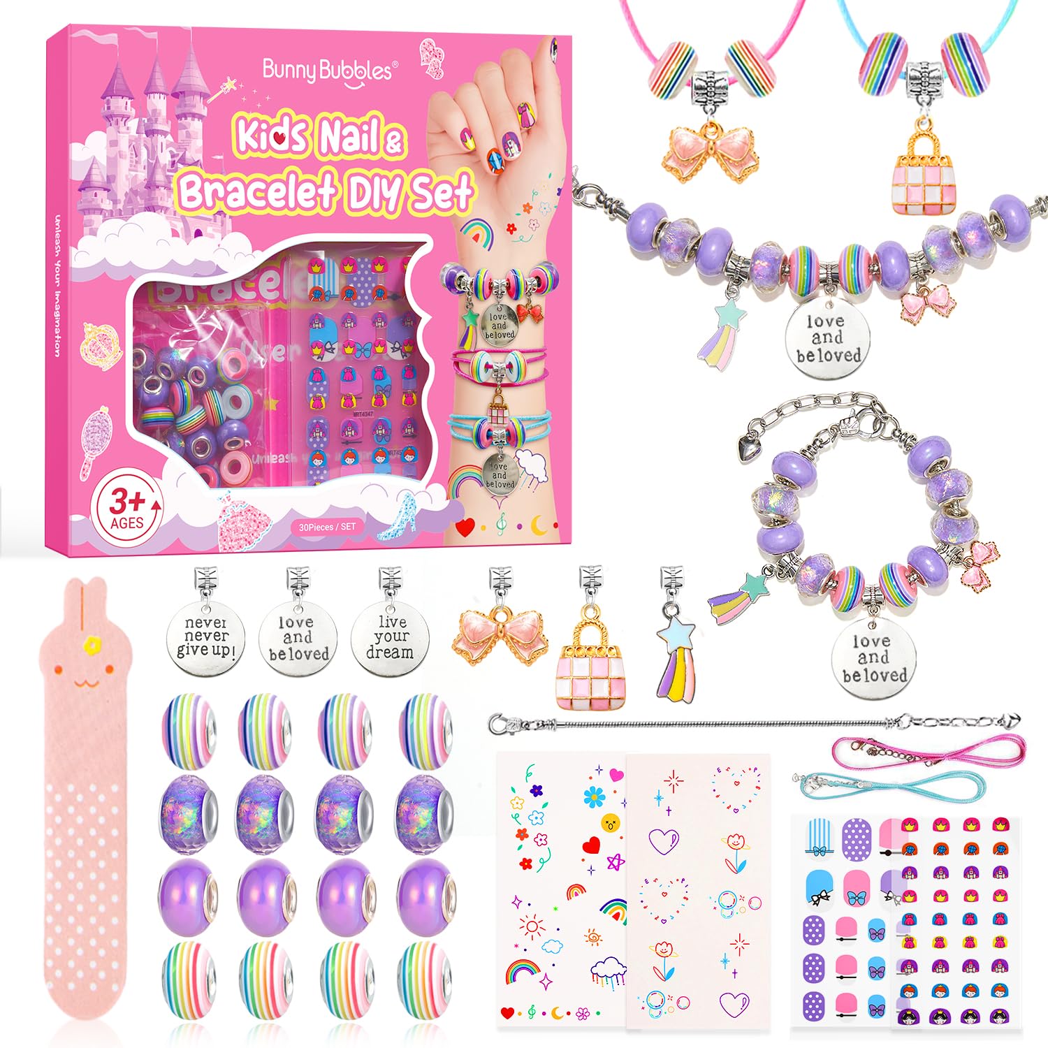 Kids Toys Bracelet Making Kit, Kid Make Up Kits for Kid Age 4-12 Jewelry Beads Toy Set, Preschool Toddler Girls Makeup Charms Se
