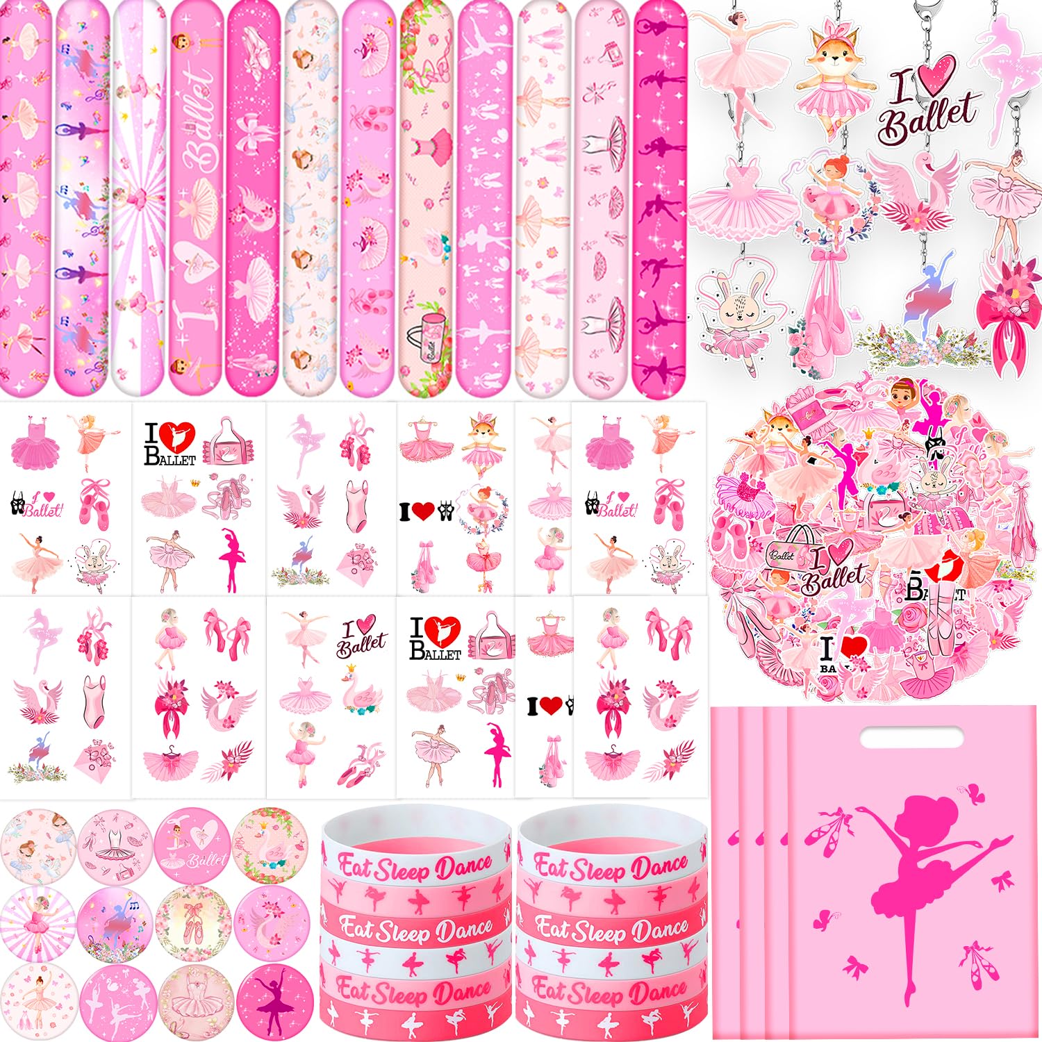 122 PCS Ballerina Party Favors Dancing Theme Birthday Supplies Decorations with Ballerina Goodie Bags, Ballerina Stickers, Balle