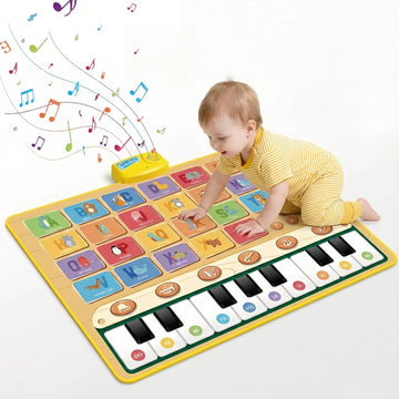 Patpat 100 * 70 Cm 6 Instrument Piano Keyboard Musical Mat For Kids 1-6 Years, Learning Toys With 26 Letter Music Animal Touch F