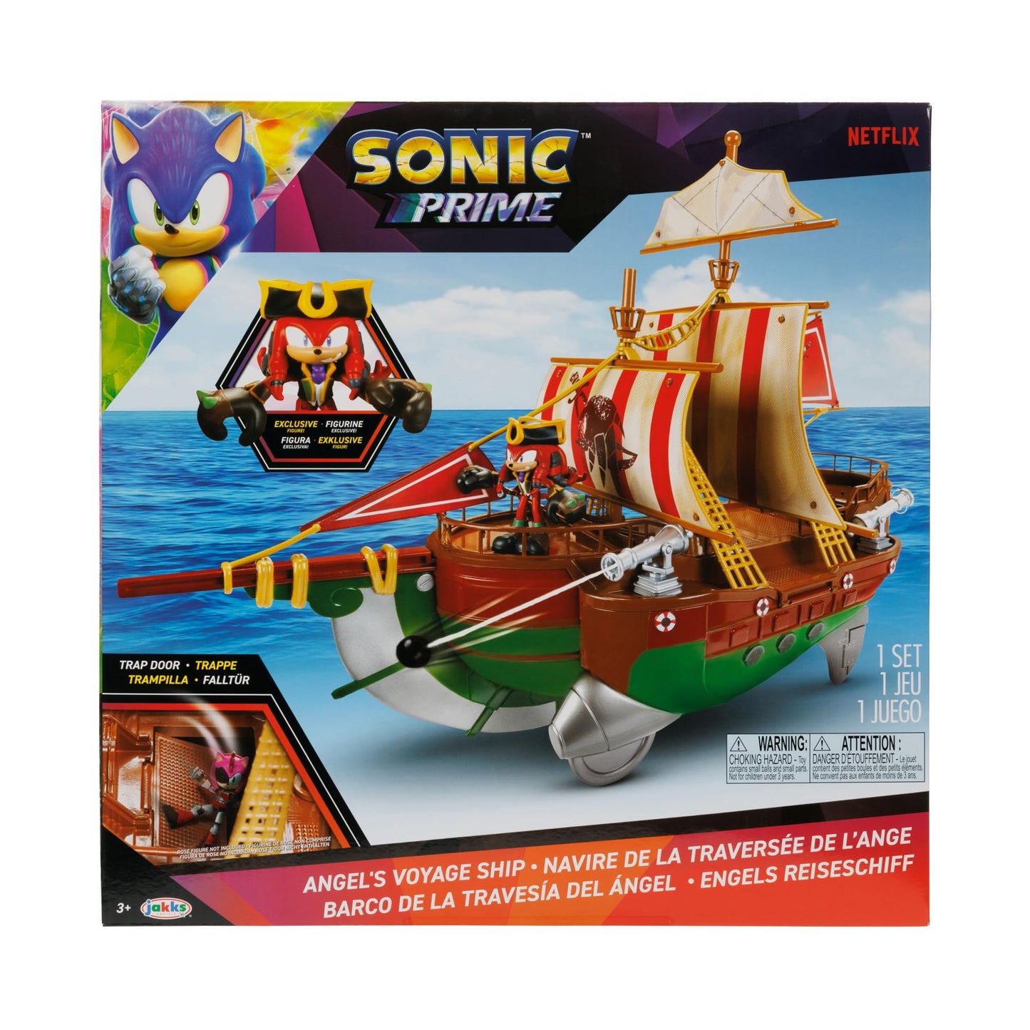 Sonic Prime 2.5" Action Figure Playset - Angel’s Pirate Ship, Plastic, 15"L x 5.25"W x 15"H, Model 419184-SOC