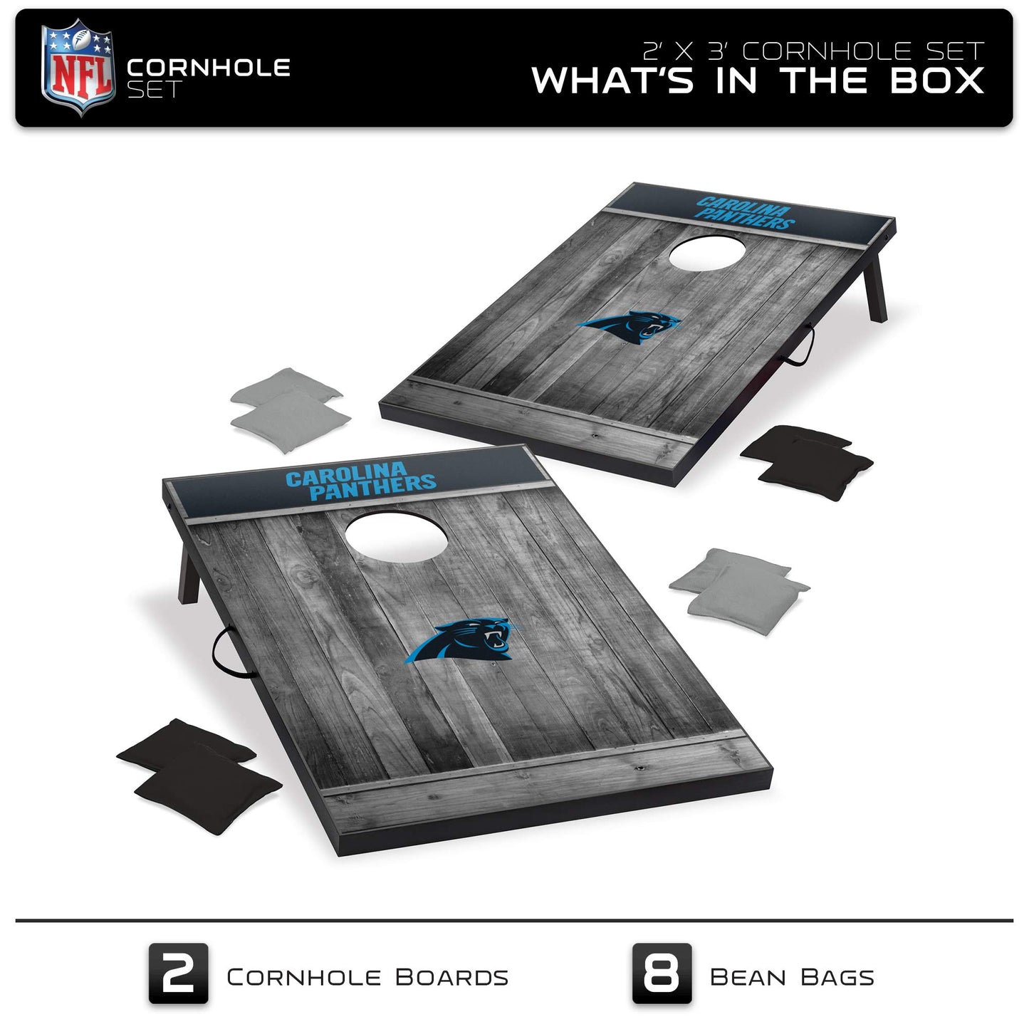 Wild Sports 2'X3' Mdf Wood Nfl Carolina Panthers Cornhole Set - Grey Wood Design