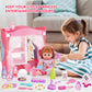 14' Baby Doll Toy Playset With Wardrobe Bed, 37Pcs Beauty Hair & Baby Doll Care Toy Set, Toddler Toy Pretend Play Doll Incl Hair Salon Kit, Doll Clothes, Baby Gift For 3 4 5 6+ Year Old Girl Toy
