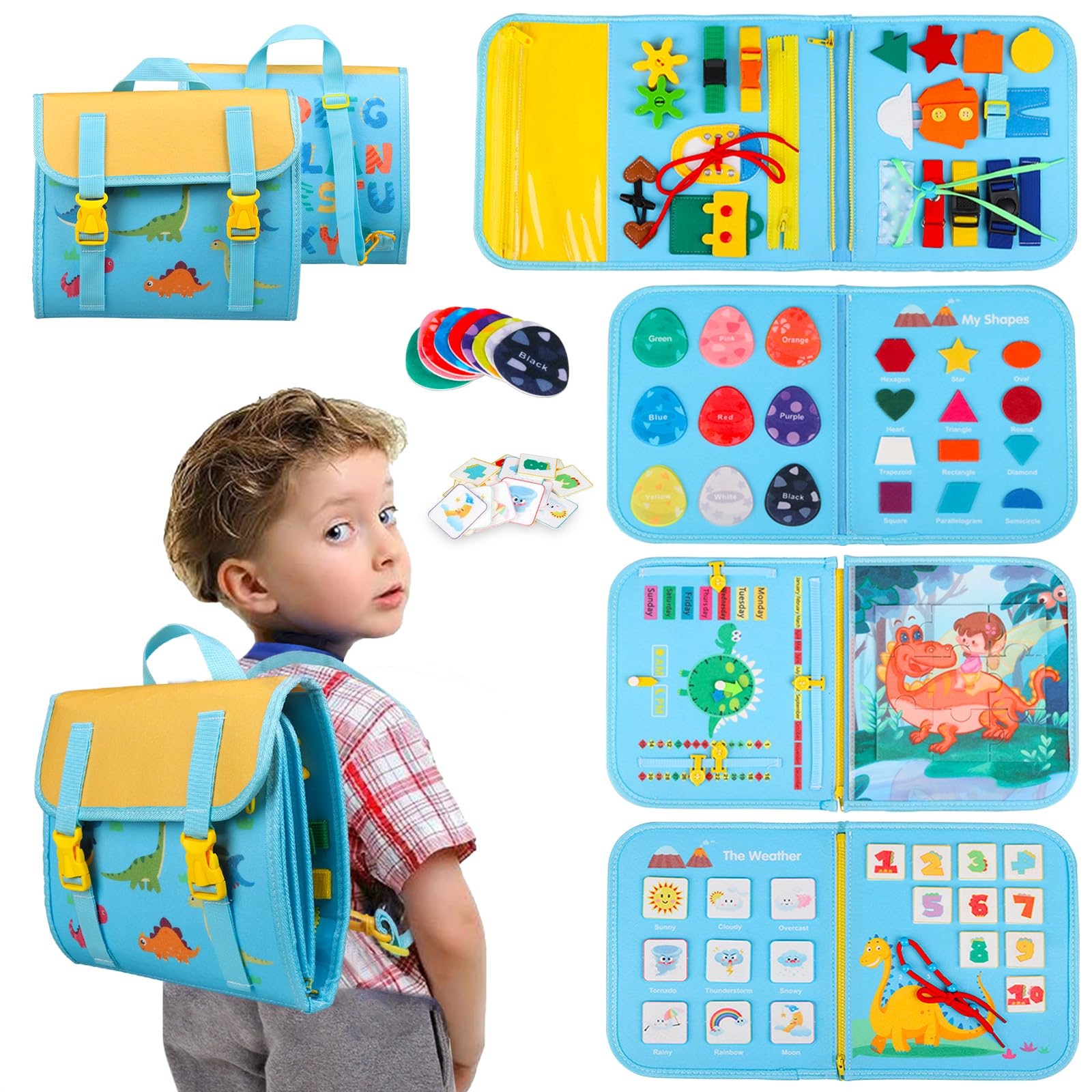 Busy Board Montessori Toys For 1 2 3 4 Year Old Boy Birthday Gift, Preschool Educational Activities Busy Book For Learning Fine