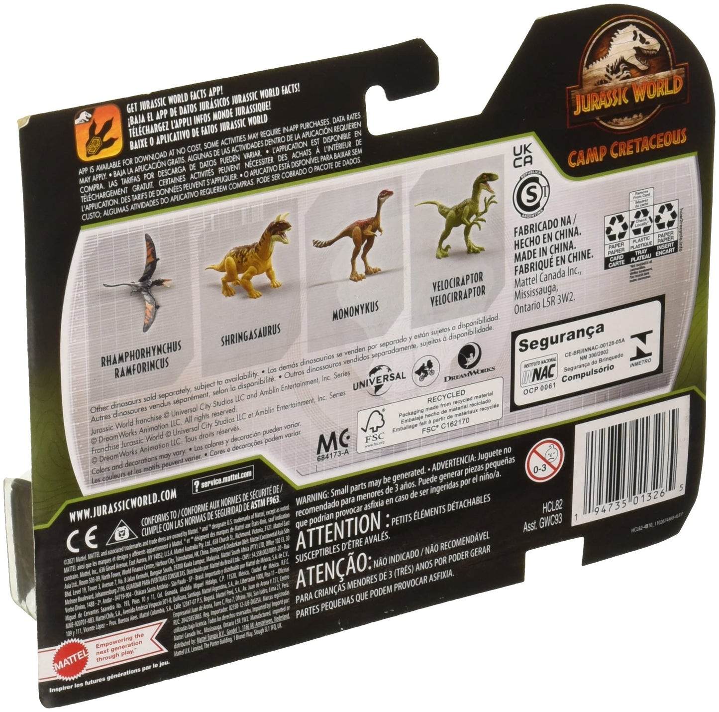 Jurassic World Velociraptor Figure - Green Plastic Model GWC93