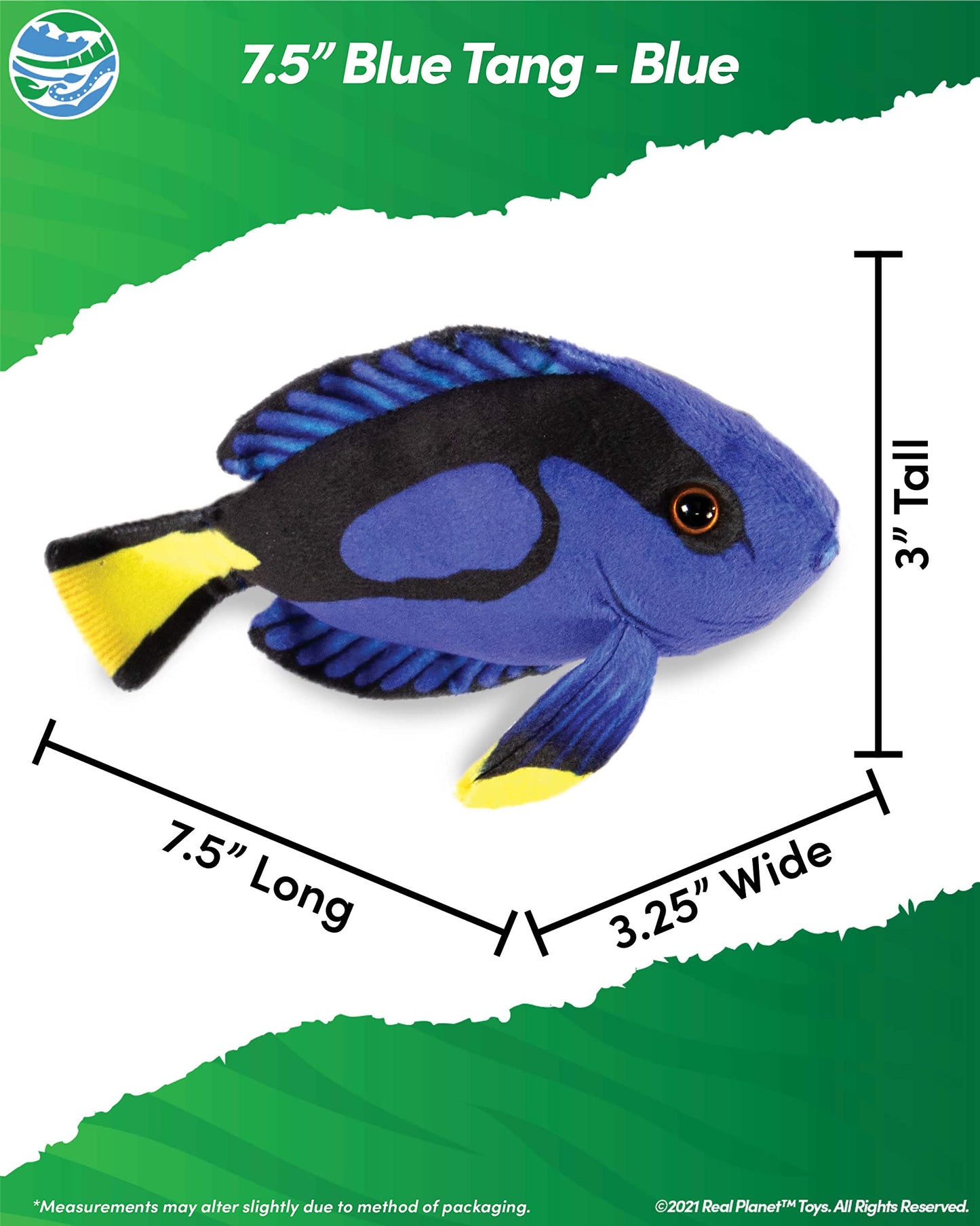 Real Planet Sea Life Plush - Soft Stuffed Animal Gift For Kids All Ages, Sea Ocean Fishing Plushie, Fun Christmas Birthday Gifts (Blue Tang, 7.5')