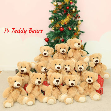 Morismos 14 Packs Bulk Teddy Bears, Small Teddy Bear Bulk Stuffed Animal, Stuffed Bears Bundle Plush For Kids Centerpiece Baby Shower 14In