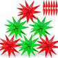 72 Pcs Star Balloons, Big 26 Inch Explosion Christmas Star Cone Balloons, Red And Green Foil Cone Mylar Balloons, 12 Point Spike