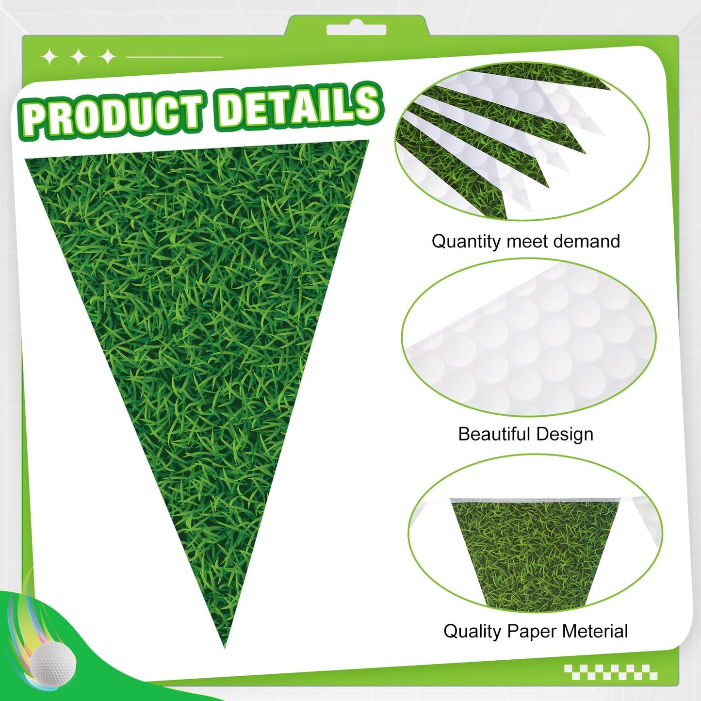 Jetec 5 Pcs 49 ft Golf Party Decorations Pennant Banner Theme Triangle Flags Garland Bunting Banner for Fans Outdoor Indoor Home