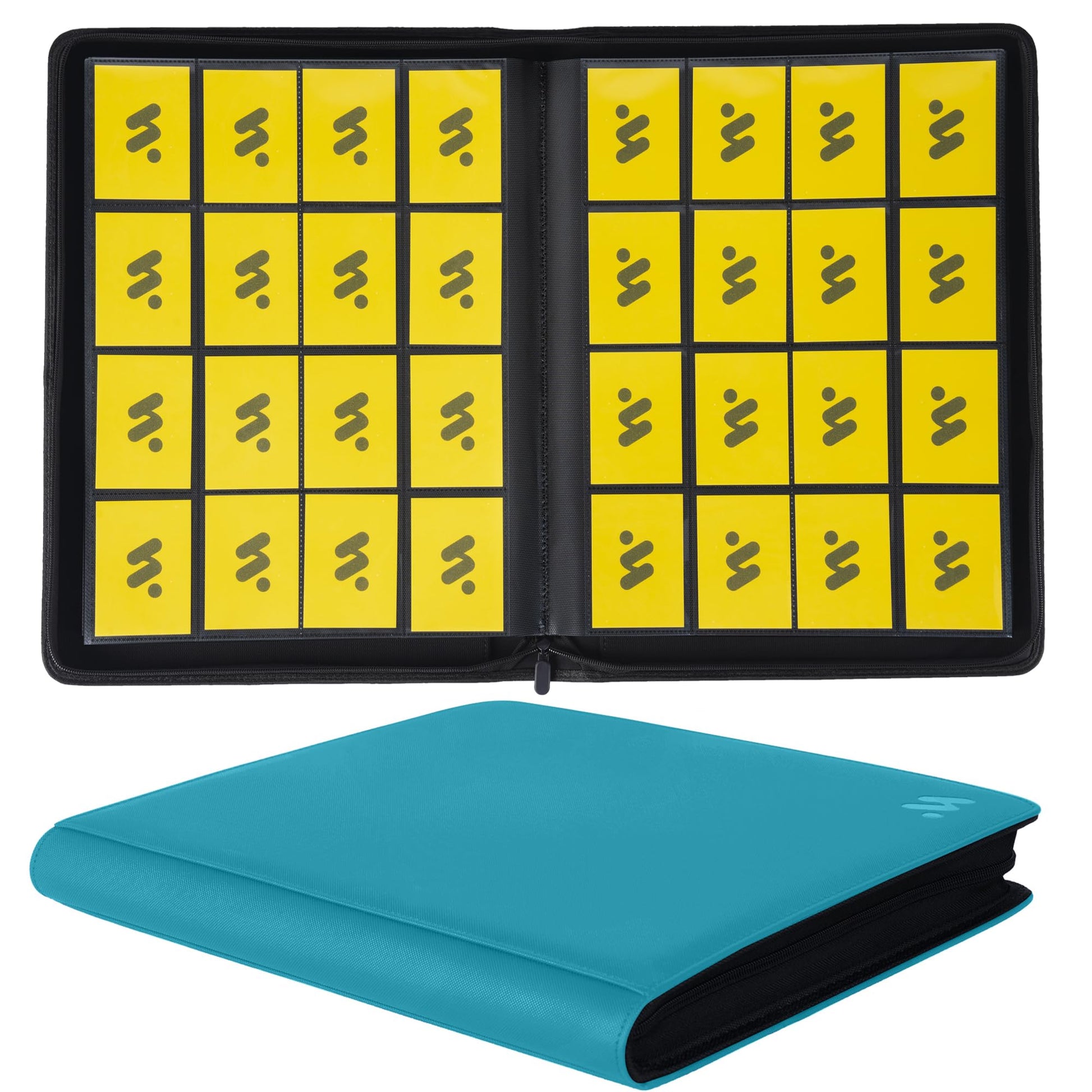 MORABTO enhanced 1000+ Pockets Card Binder 16 Pockets Trading Card Binder Ringless Side Loading Trading Card Album Folder for TCG -Teal