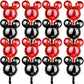 24 Pcs Mouse Head Foil Balloons Red Mouse Birthday Mylar Balloons Party Supplies Kit Black Mouse Aluminum Foil Balloon For Kids