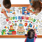 Happy Birthday Giant Coloring Poster For Kids 30X72 Inch, Birthday Large Coloring Poster Tablecloth, Birthday Themed Color-In Ac