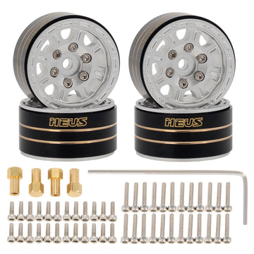 Meus Racing 4Pcs 1.0 Beadlock Wheels Hub Rims W/Removable Thickened 4Mm Hex Adapter For 1/18 Trx4M, Axial Scx24 Gladiator Bronco