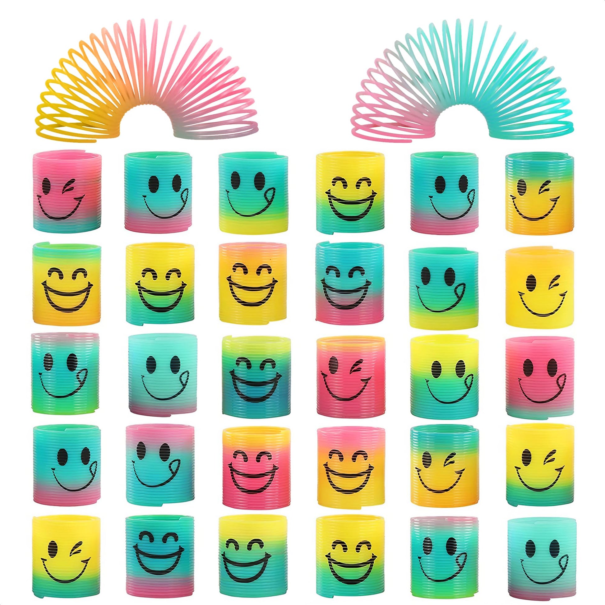 30 Pcs Mini Spring Party Favors Birthday Toys For Goodie Bags - Small Plastic Spring Toys Bulk Party Favors Mini Rainbow Plastic Coil Spring Gifts Bulk - Colorful Magic Spring Mini Fidget Toys Bulk