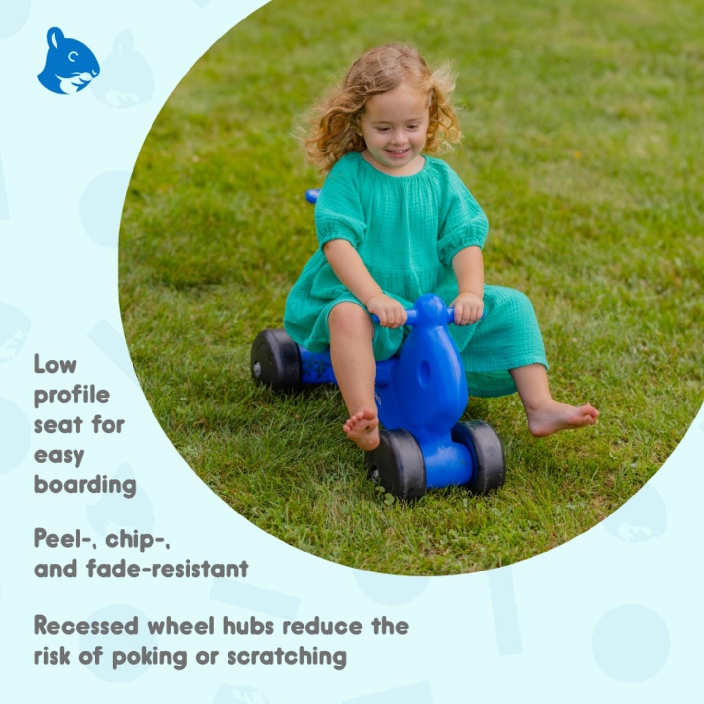 Careplay 2-in-1 Squirrel Push & Ride-on Toy, Indoor & Outdoor Use, Low Profile Seat, Recommended for Children up to 50lbs, Durab