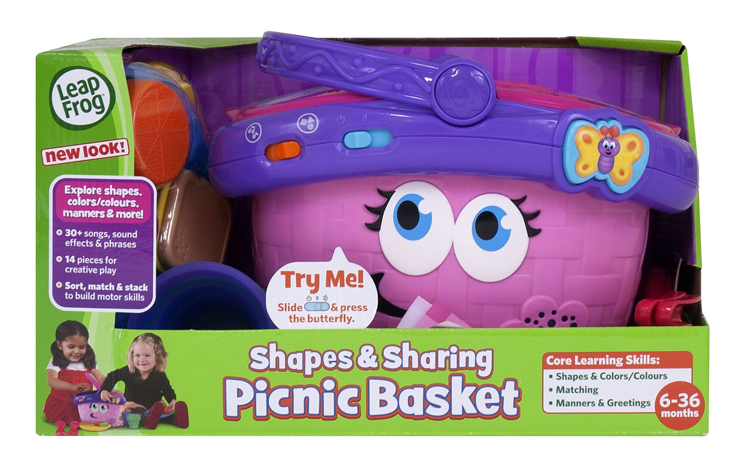 LeapFrog Shapes and Sharing Picnic Basket, 14 pcs, Multicolor, Plastic, 7.66 x 6.50 x 10.00", Model 80-19171E