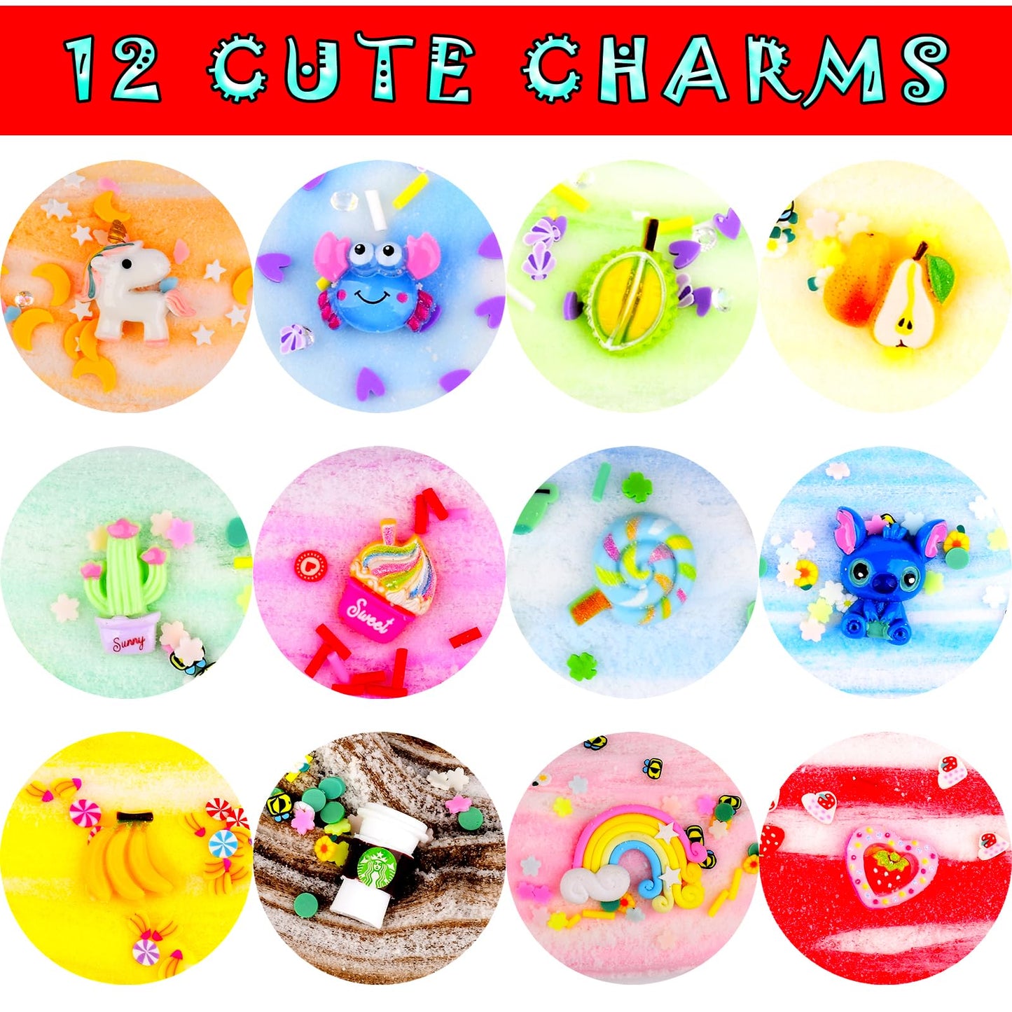 12 Pack Cloud Slime Kit, With 12 Colores Slime Kit And Slime Fun Accessories, Soft And Non-Sticky, Diy Educational Stress Relief