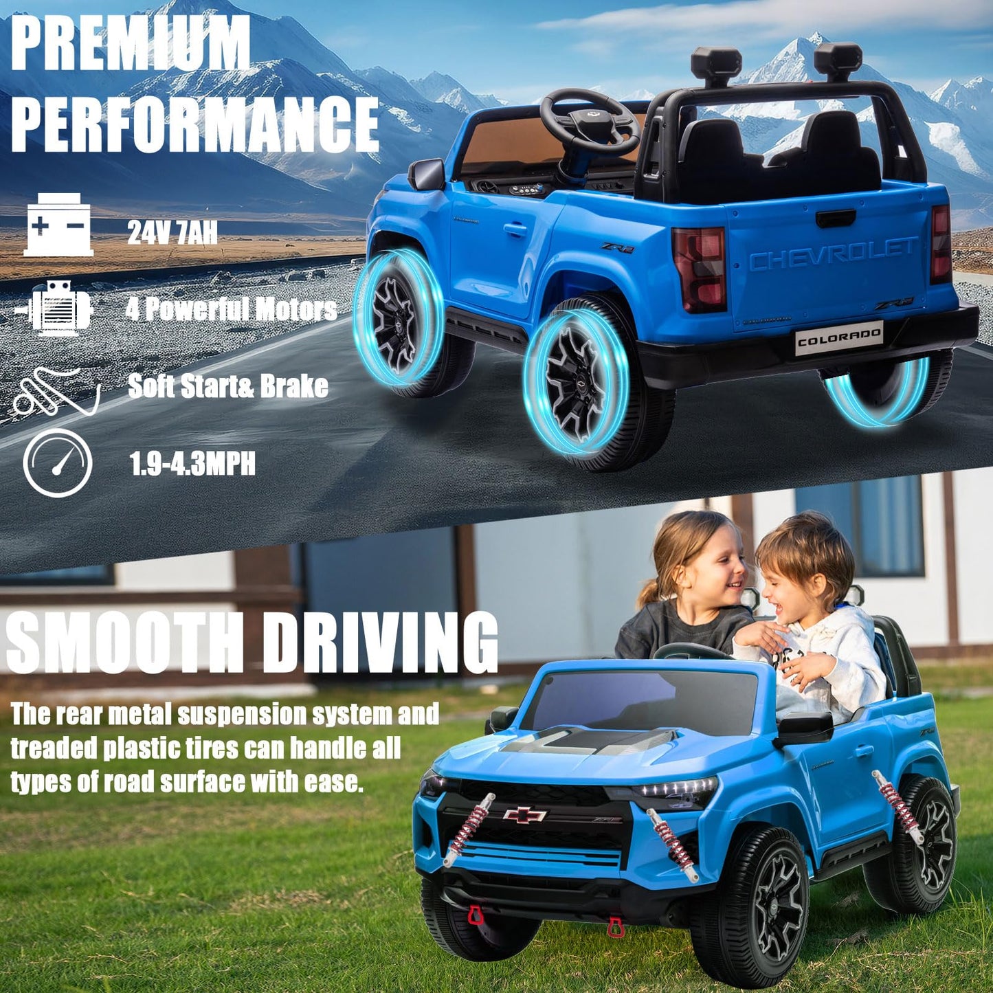 Nitoess 2 Seater 24V Chevrolet Hd Pickup Truck Ride On Car With Parent Remote Kids Eva Tires Ride On Car Electric Power Vehicles