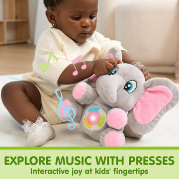 Joyin Musical Elephant Plush Baby Toy, Stuffed Animal With Music & Light, Baby Musical Soft Plush Toys For Infant Babies, Christmas Birthday Gifts For Boys And Girls 6+ Months