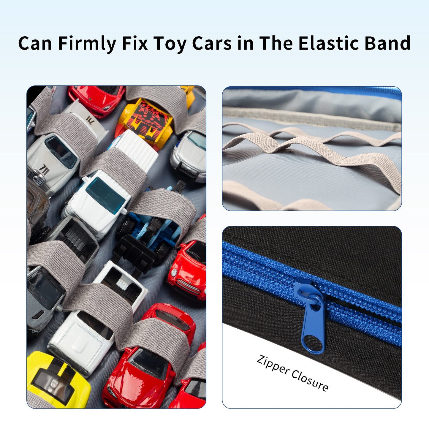 KISLANE Toy Car Storage Case for 48 Cars, Black Polyester, Model KL20010