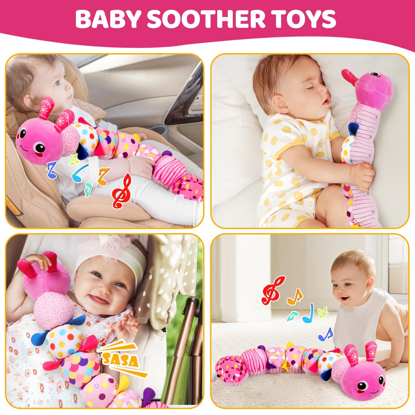 Kmuysl Baby Montessori Toys 0-6 6-12 Months, Sensory Music Animal Stuffed Toy For 0 1 2 3 4 5 6+ Months, Plush Toy With Crinkle