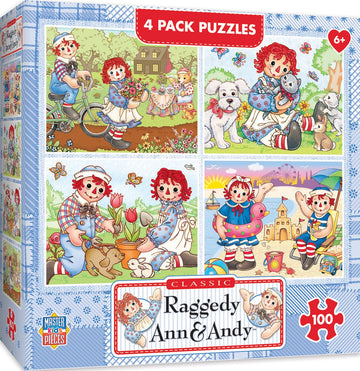 Masterpieces - Jigsaw Puzzle Set For Kids 6+ Years, 4-Pack Of 100 Pieces, Educational And Fun Game, Raggedy Ann Collection, Gift