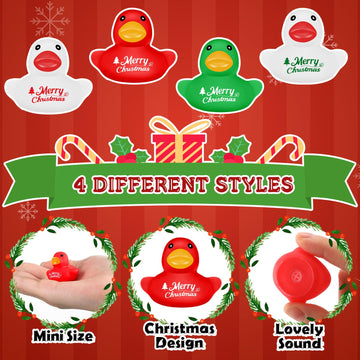 Junkin Mini Christmas Rubber Ducks 1.57 Inch Small Rubber Ducks In Bulk X-Mas Rubber Ducks For Christmas Birthday Party Favors D