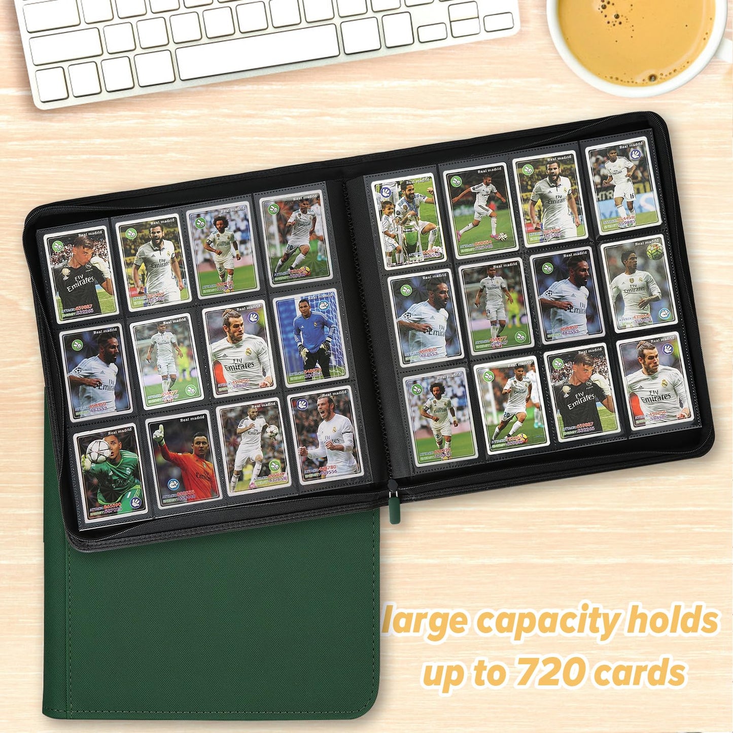 Trading Card Binder 12 Pocket  GERMUN PU Cover Card Binder for 720 Cards  enhanced Trading Card Holder Folders  Double Sided Pocket Card Album for MTG  TCG (Dark Green)