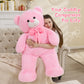 Tezituor Giant Teddy Bear, 4 Feet Soft Big Stuffed Animal Life Size 47 Inch Plush Bear Toy Valentine'S Christmas Birthday Gift For Girlfriend Kids,Pink
