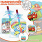 Fullhawl 12 Sets Transportation Puzzles Traffic Theme Color Your Own Puzzles DIY Construction Jigsaw Craft with 12 Stackable Crayons and 12 Bags for Construction Gifts Birthday Party Supplies(12  Car)