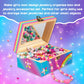 Jotiko Arts And Crafts For Kids Girls Age 6-8, Paint Your Own Jewelry Box & Bracelet Making Kit, Unicorn Toys For Girls 8-12 Years Old, 250Pcs Wooden Beads Charms Jewelry Making Kit Christmas Gift