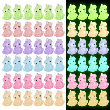 Fuyamp 60Pcs Luminous Mini Resin Unicorn Miniature Glow In The Dark Tiny Unicorn Ornament Diy Charms For Garden, Landscape, Aqua