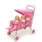 Badger Basket Folding Triple Doll Stroller for 18-Inch Dolls - Stylish Pink with Polka Dots, Lightweight and Convenient for Playtime Adventures