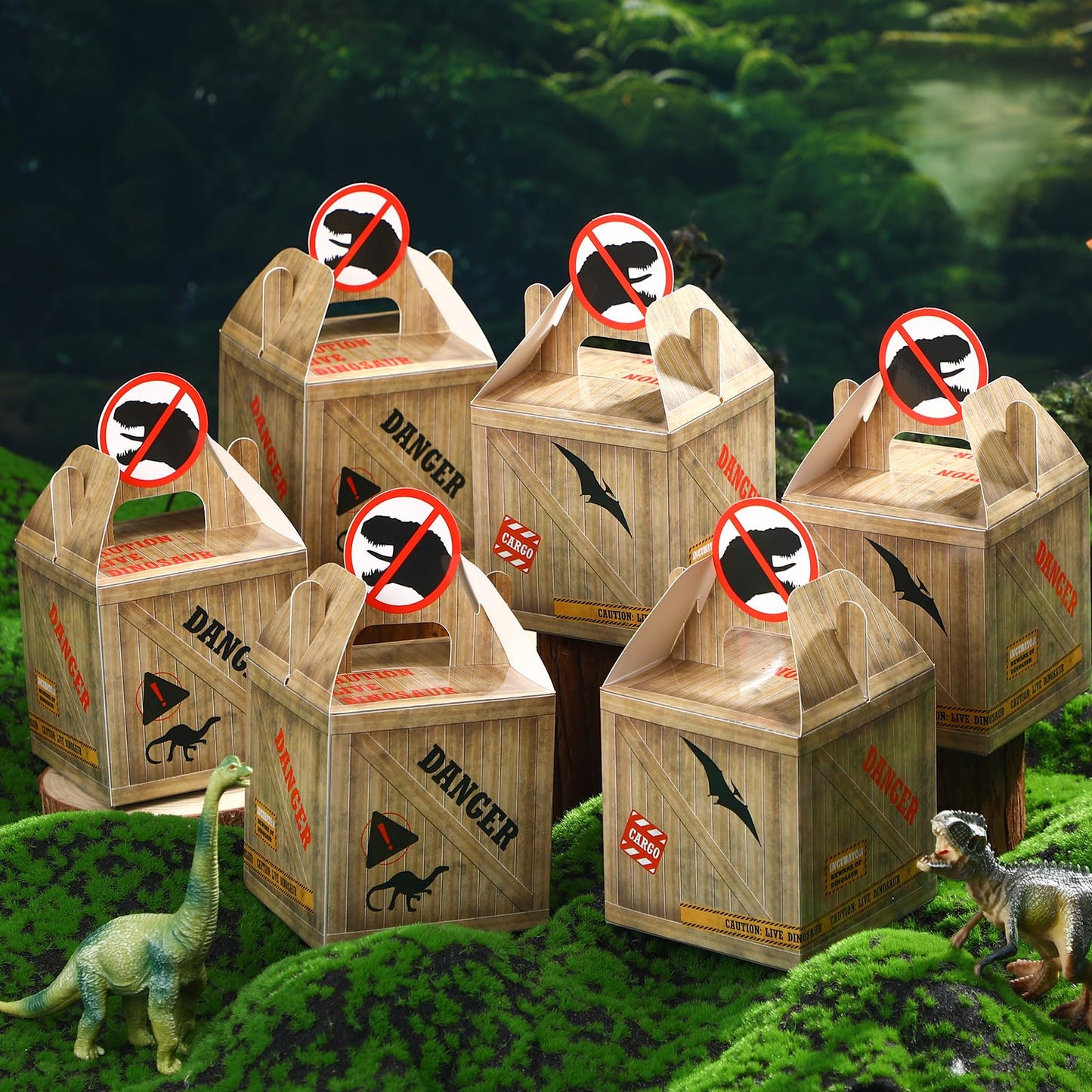 Bucherry 24 Pcs Dinosaur Treat Boxes - Dino Party Favor Gift Containers for Birthday and Baby Shower Decorations