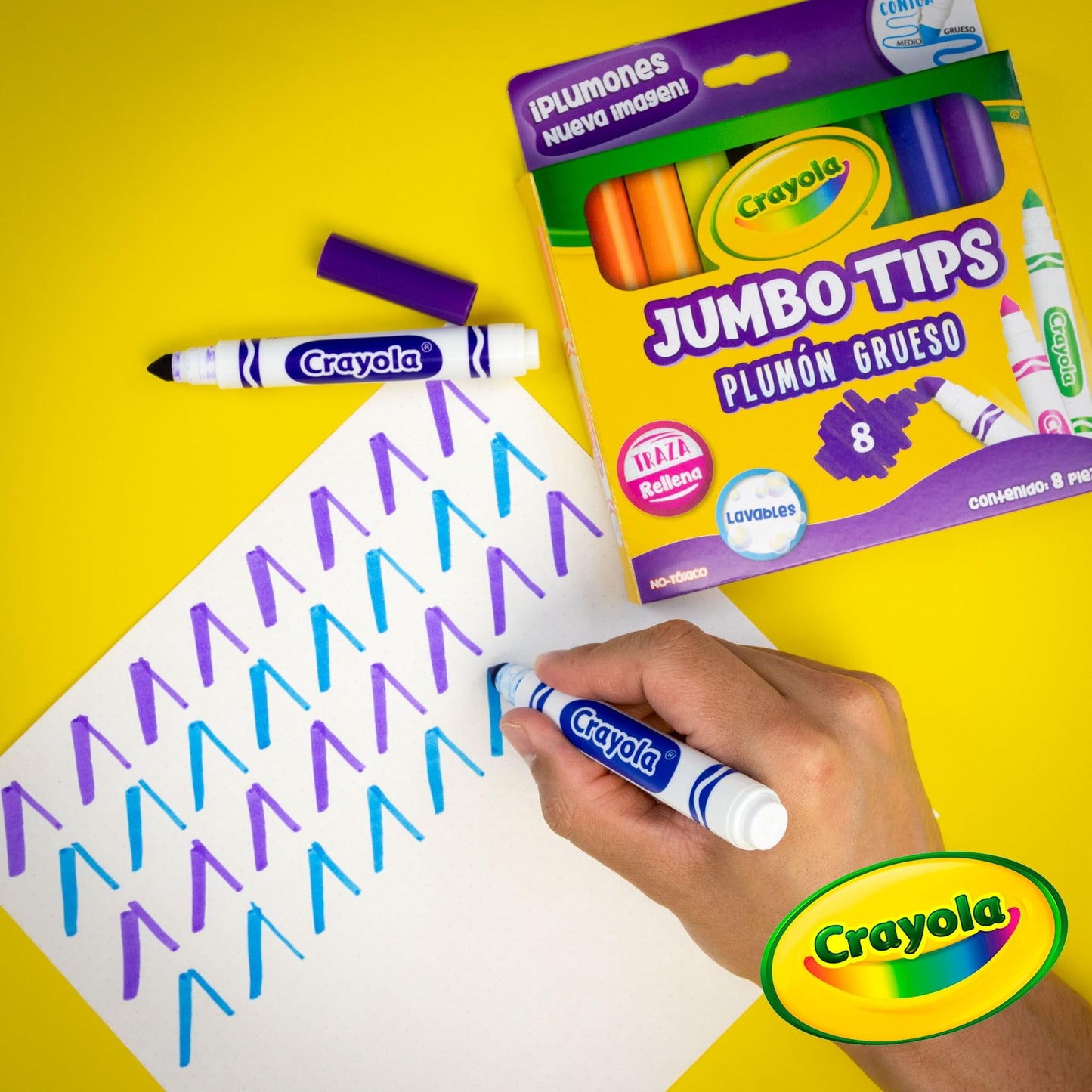 Crayola Washable Markers, Broad Point, Classic Colors, 8/Pack (58-7808)