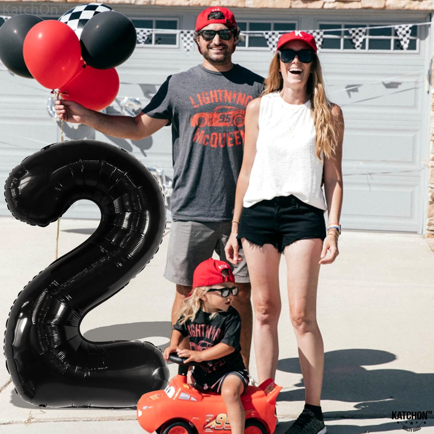 Katchon, Giant Black Number 2 Balloon - 40 Inch | Black 2 Balloon Number, Two Cool Birthday Party Decorations Boy | Black Two Balloon, 2Nd Birthday Balloon Black For 2Nd Birthday Decorations For Boys