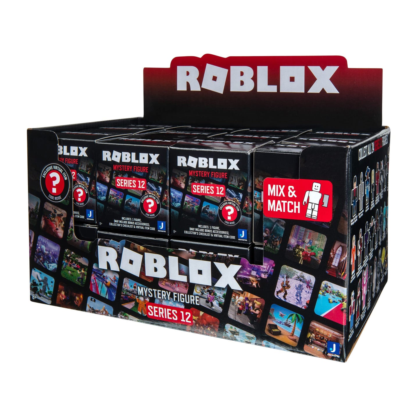 Roblox Action Figure Mystery Blind Box  2-Pack - Series 12 - Mix & Match Collectible Minifigures & Accessories w/limited availability Virtual Item Code - Gift for Kids - 8+