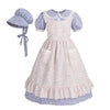 Nuoqi Colonial Costume Girls Prairie Pioneer Dress Laura Ingalls Wilder Costume With Apron Purple, 8-9