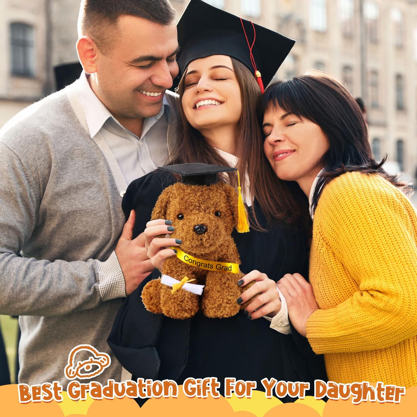 Chalyna 10 Inch Graduation Season Dog Plush Stuffed Animal Puppy With Graduation Hat, Diploma And Sash, Graduation Gift For Frie