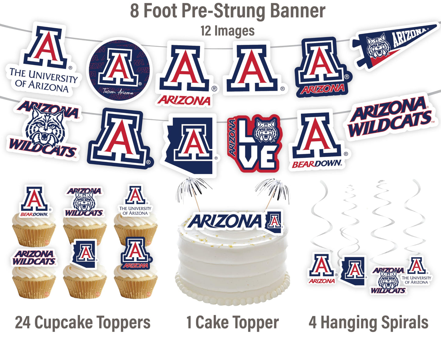 Arizona Wildcats Party Supplies (42 Pieces) University Of Arizona Graduation, Tailgating And Birthday Party Decorations With Ban