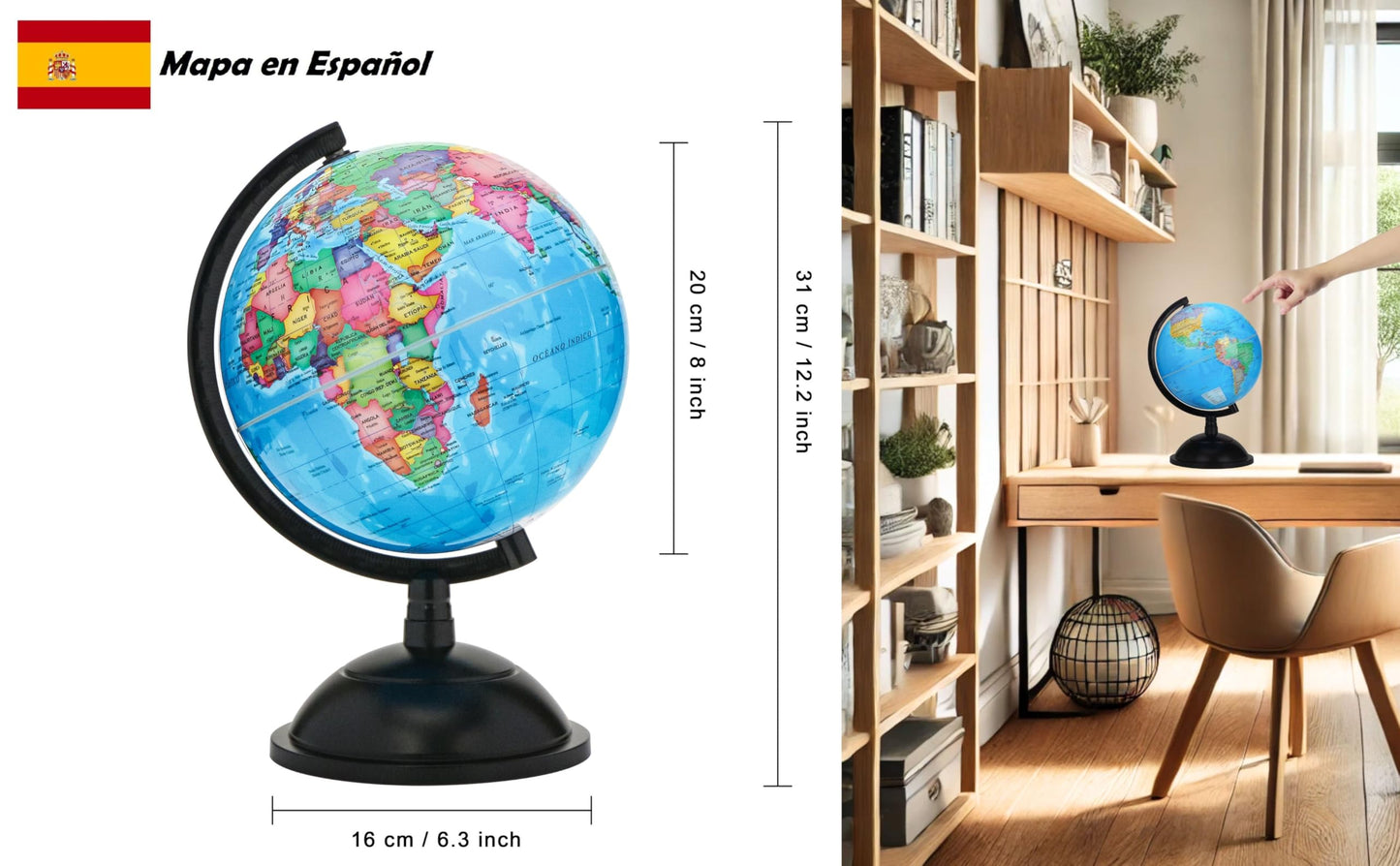 Exerz 8 Globo Terr  Queo, Spanish World Globe Political Map