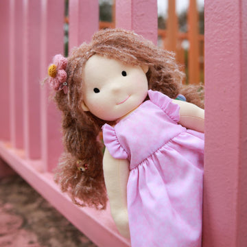 Blissfulpixie Handmade Waldorf Doll- Amy 12'', Soft Girl Rag Doll With Cute Stuffed Plush, Ideal First Doll For Babies & Toddler