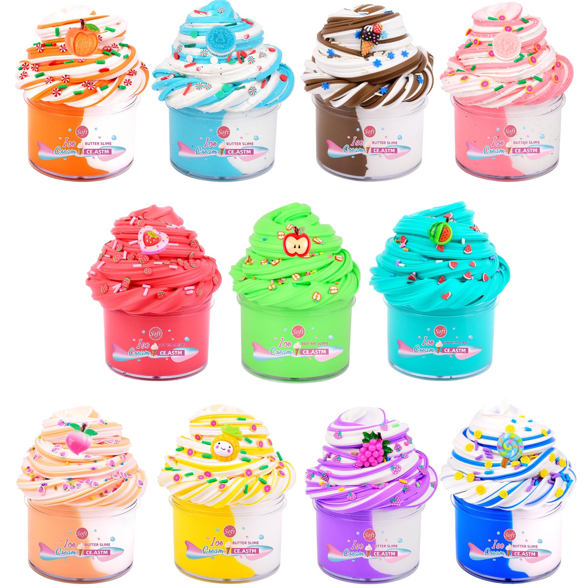 Scented Slime Kit with 11 Pack Butter Slimes  Dual Colored Pink Slime with Kawii Charms  Super Soft and Non-Sticky  Stress Relief Toy Party Favors Birthday Gifts for Girls  Easter Basket Stuffers