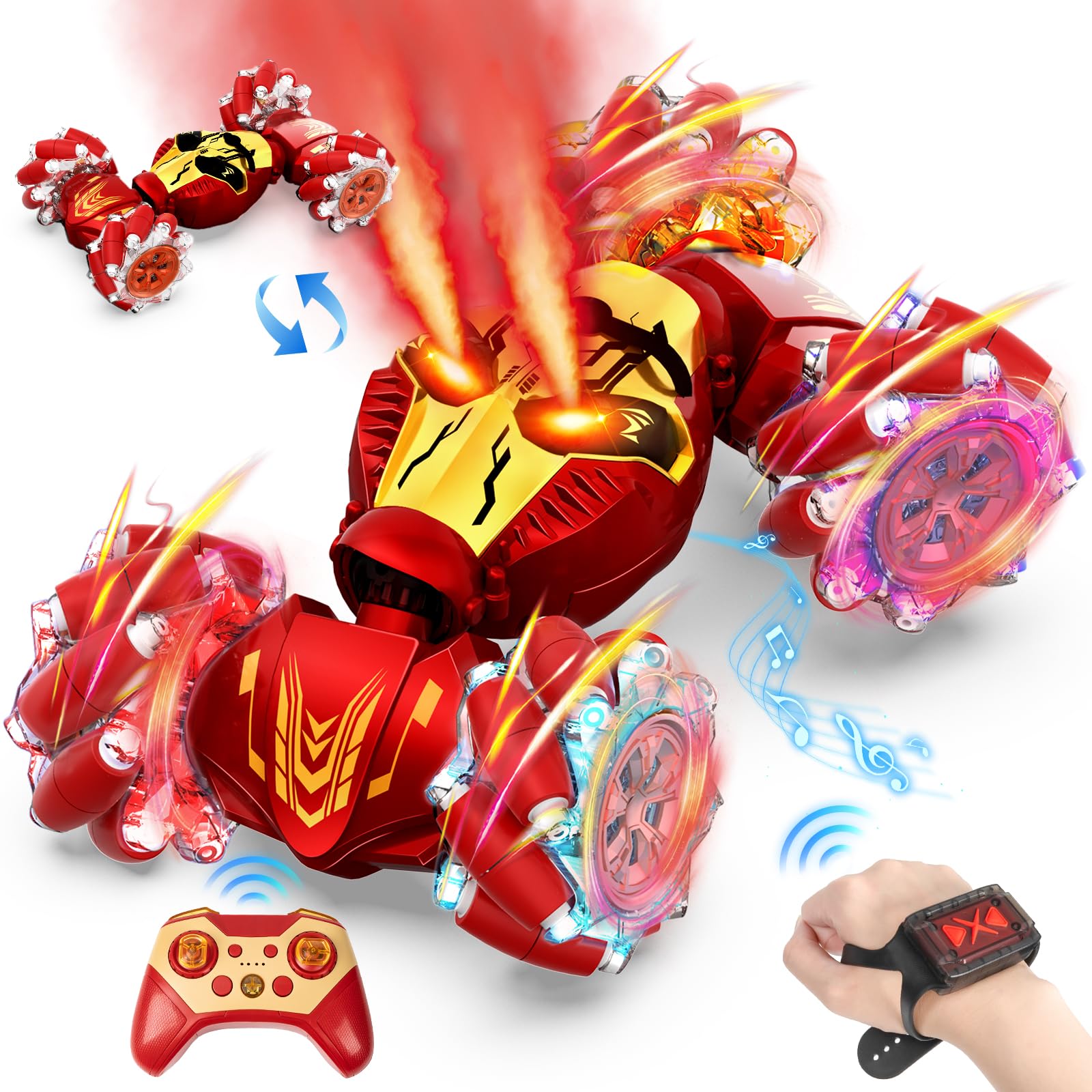 Lozadia Gesture Sensing RC Stunt Car with Spray, 4WD Remote Control Car Toys for 6-12 yr Boys Girls, 2.4Ghz Drift Hand Controlle