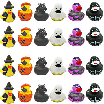 Halloween Rubber Ducks Bulk - 24 Pack, 6 Variety Themes, 2.5' For Halloween Party Favors For Kids, Goodie Bag Fillers, Jeep Ducking, Trick Or Treat Toys For Toddlers By 4E'S Novelty